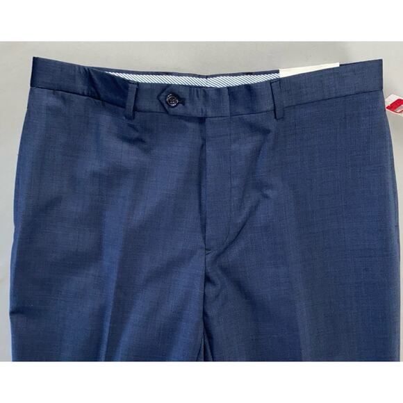 Tommy Hilfiger 'Tyler' Flat Front Wool Dress Pants, Slacks. Blue Sharkskin 36X32 - Picture 6 of 9